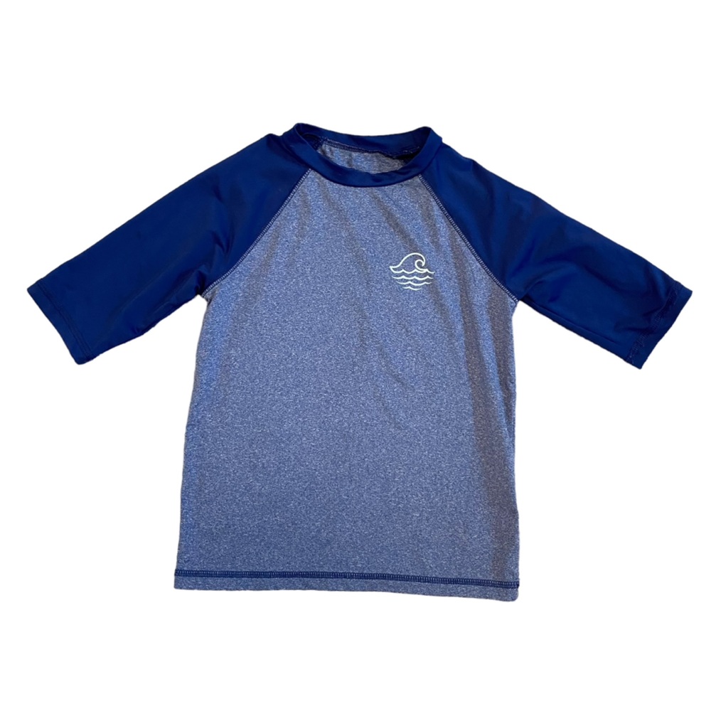 Art Class rashguard heather blue raglan short sleeve wave logo size small 6/7